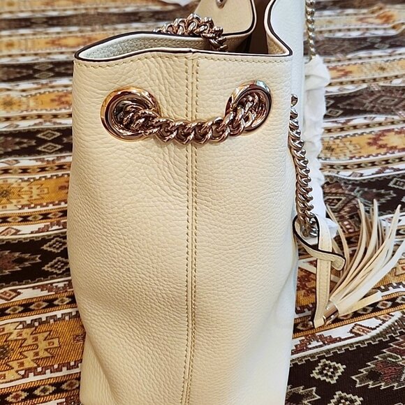 Gucci Soho White Leather with Tassle Women's Shoulder Bag 536196 A7M0G 9522-U - Picture 6 of 16